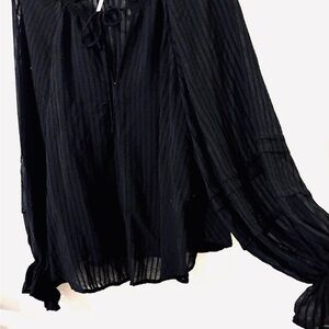 Free People Black Sheer Blouse